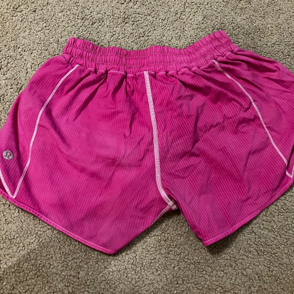 Pink dyed lululemon hotty hot shorts
